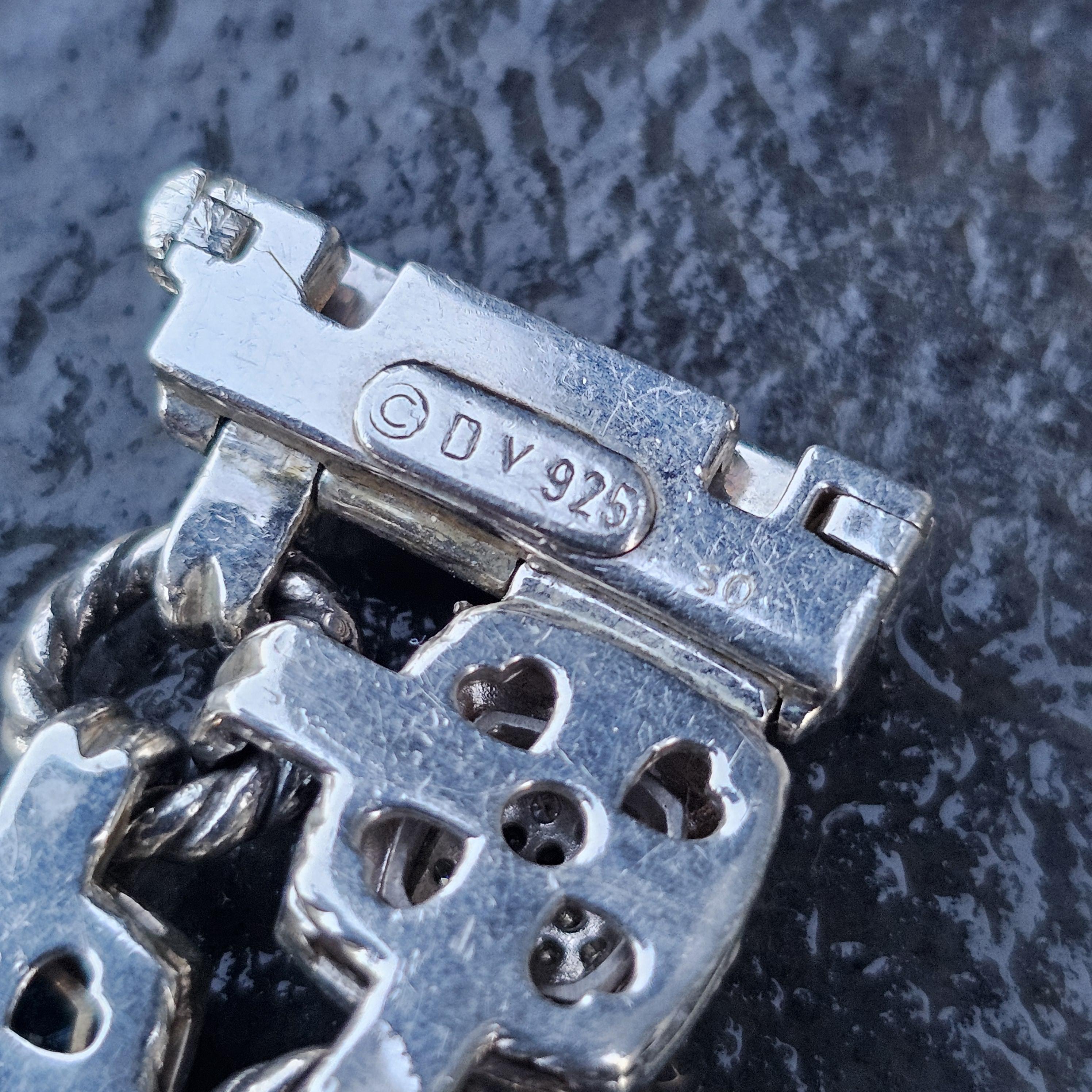 David Yurman Pulsera Chiclet 2 Filas Cojín de Diamantes Topacio Azul Plata de Ley en venta 2