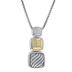 David Yurman Chiclet Cable Triple Drop Necklace Ster 925 Yellow Gold 18k Adjust
