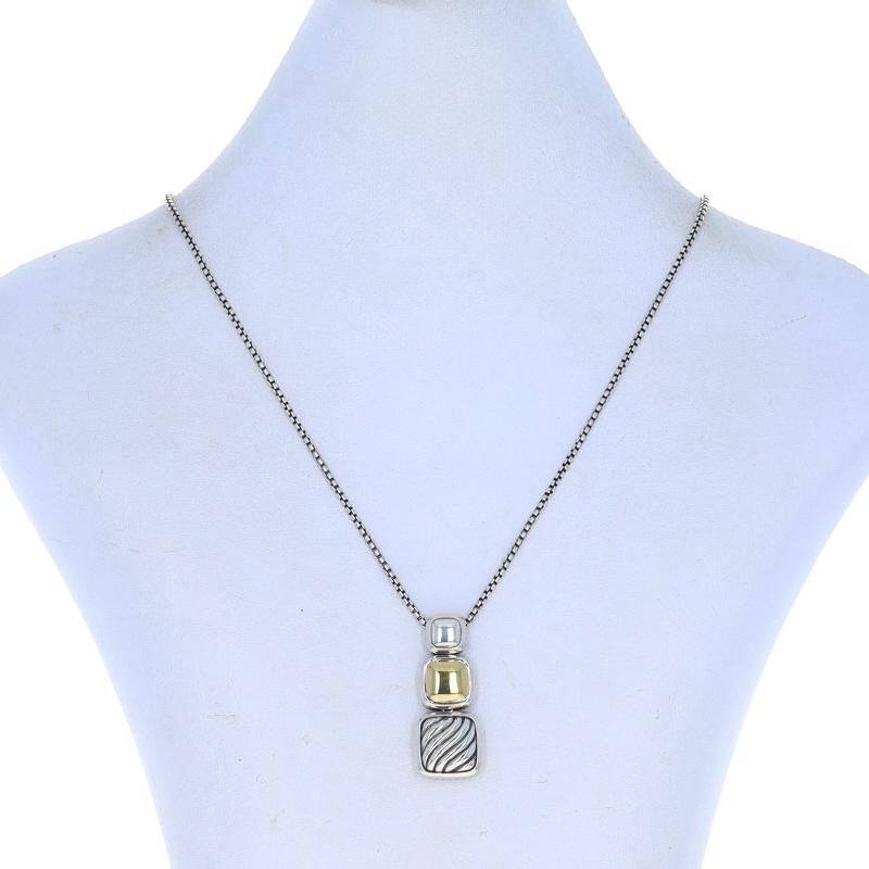 David Yurman Chiclet Collier à trois gouttes réglable en or jaune 925 et or 18 carats Excellent état - En vente à Greensboro, NC