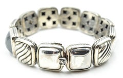 David Yurman Chiclet Collection Sterling Silver, Black Onyx and Diamond Bracelet