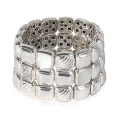 David Yurman Chiclet Moonstone Diamond Bracelet in Sterling Silver, '0.53 Ctw'