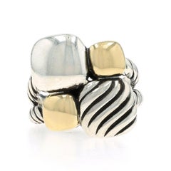 David Yurman Chiclet Statement Bypass Ring - Sterling 925 Yellow Gold 18k SZ 7