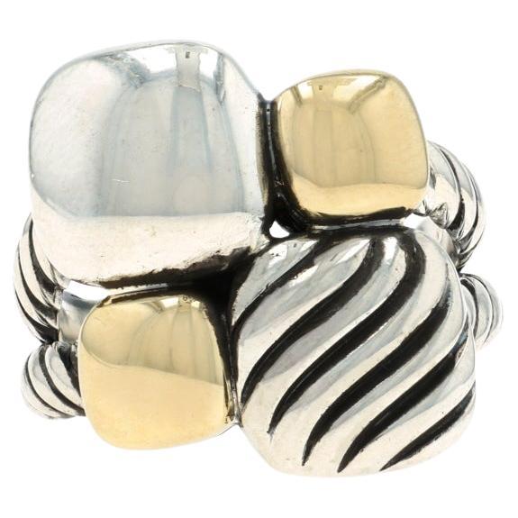 David Yurman Chiclet Statement Bypass Ring - Sterling 925 Yellow Gold 18k SZ 7