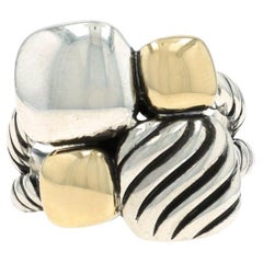 David Yurman Chiclet Statement Bypass Ring - Sterling 925 Yellow Gold 18k SZ 7 David Yurman Chiclet Statement Bypass Ring - Sterling 925 Yellow Gold 18k SZ 7