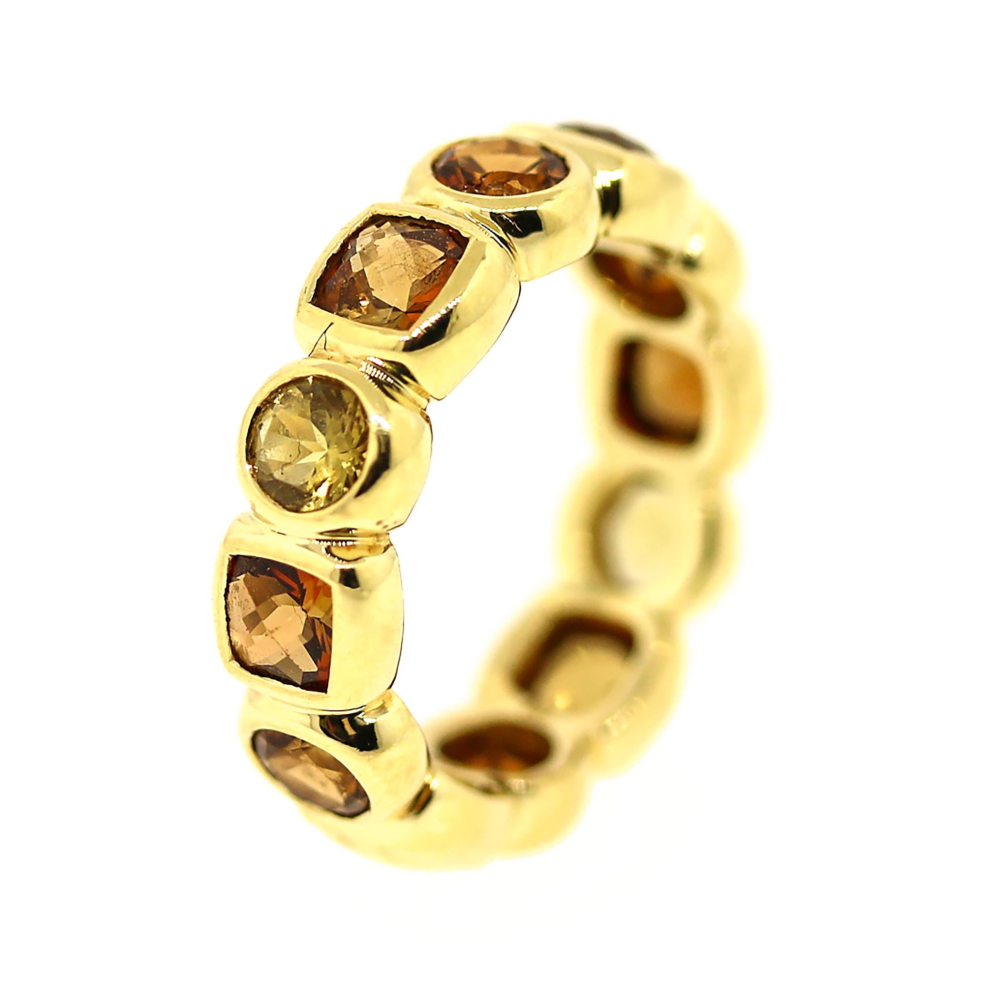 David Yurman Chiclet with Citrine and Peridot Ring in 18k Yellow Gold In Good Condition For Sale In New York, NY