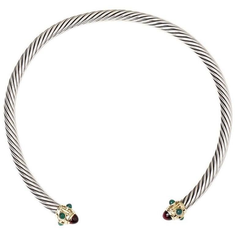Women's David Yurman Chrysoprase Garnet Sterling Silver Gold Necklace