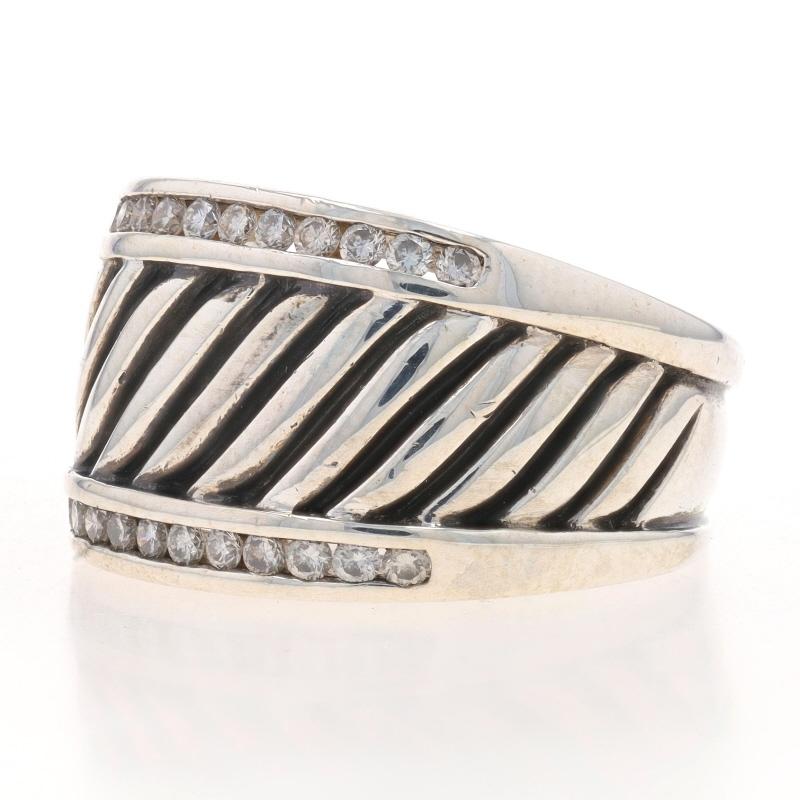 Round Cut David Yurman Cigar Band Diamond Band - Sterling Silver 925 Round .50ctw Ring For Sale