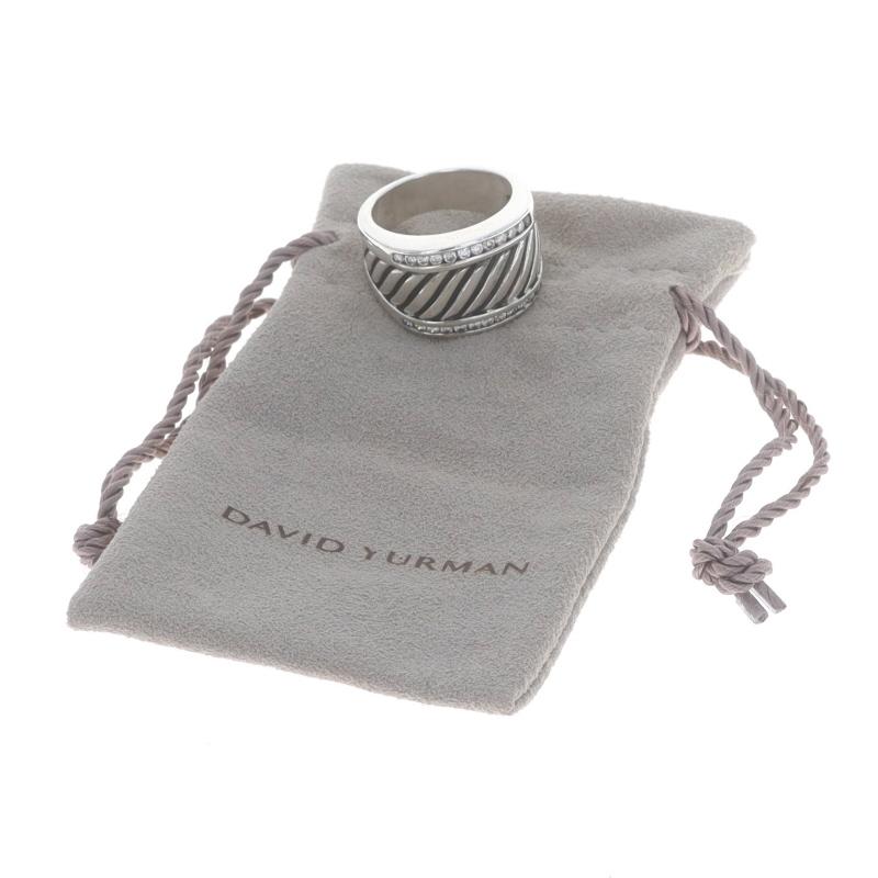 David Yurman Cigar Band Diamond Band - Sterling Silver 925 Round .50ctw Ring For Sale 2