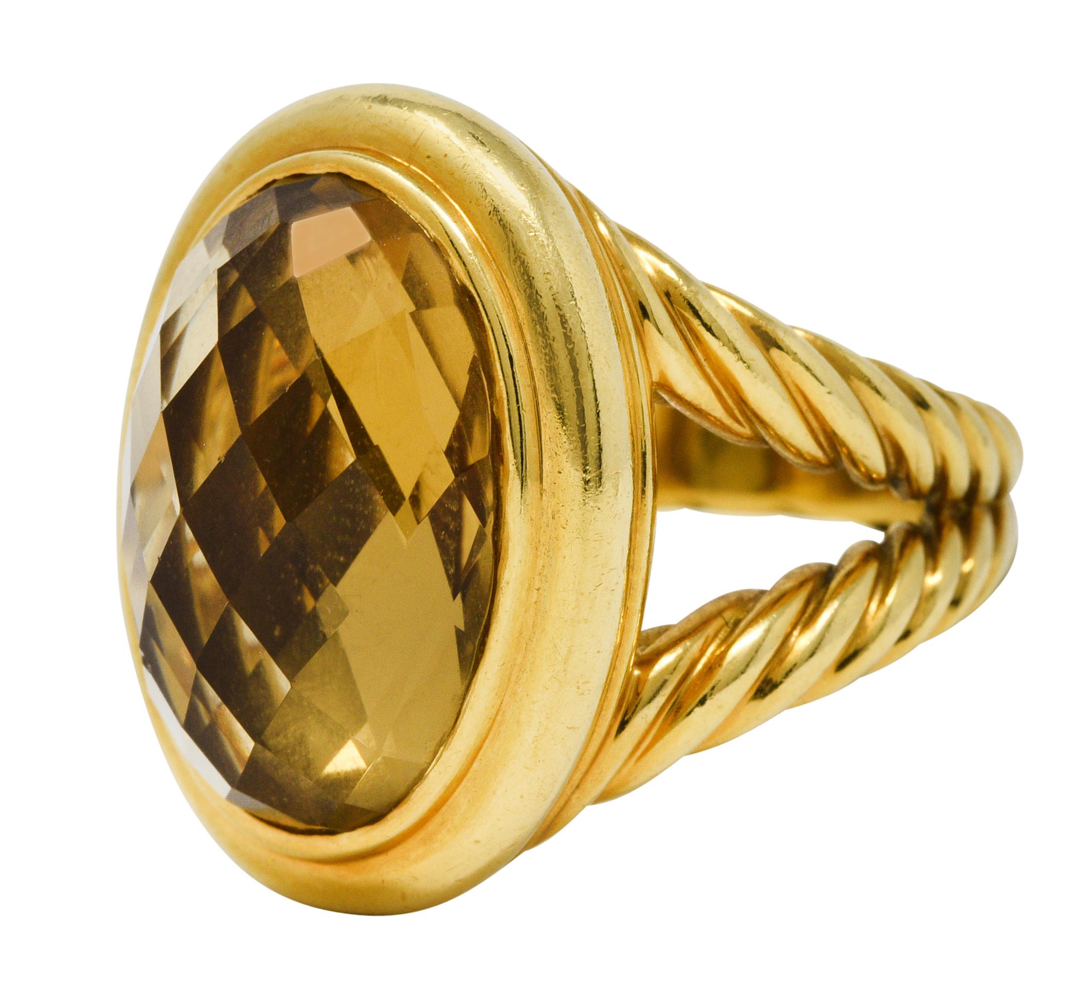 Contemporary David Yurman Citrine 18 Karat Gold Gemstone Ring