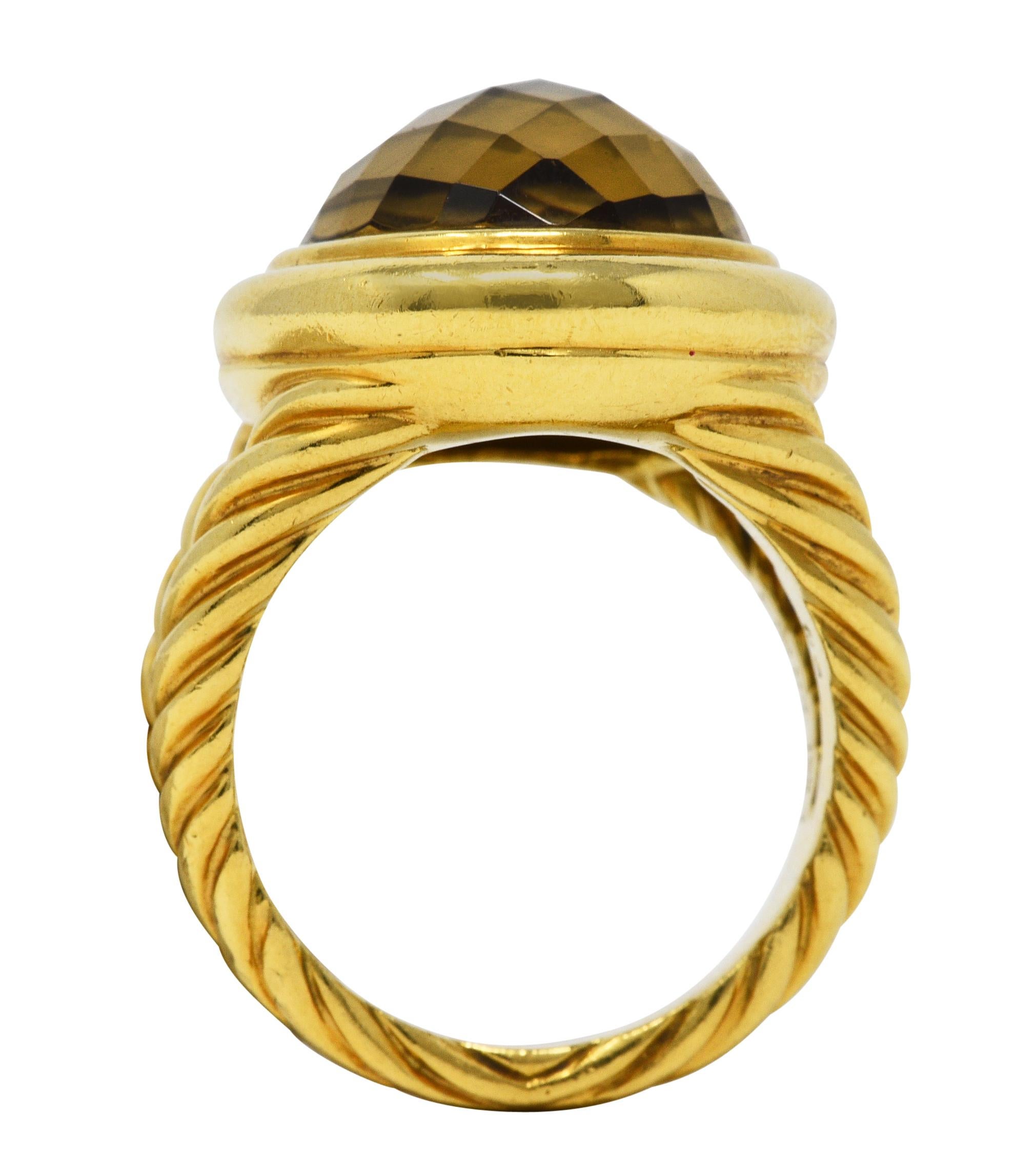 Women's or Men's David Yurman Citrine 18 Karat Gold Gemstone Ring
