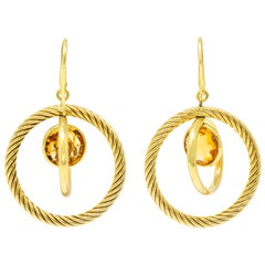 David Yurman Citrine 18 Karat Gold Mobile Drop Earrings