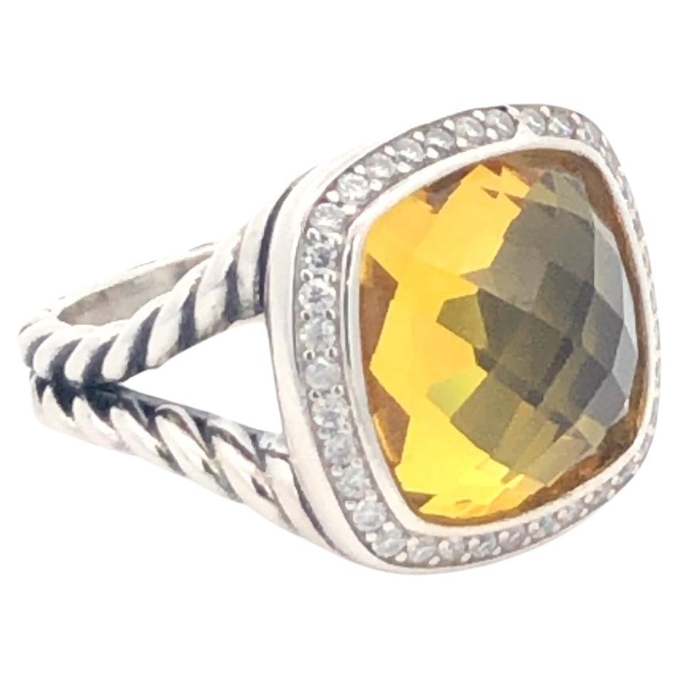 David Yurman Citrine and Diamond Ring Sterling Silver For Sale