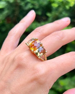 David Yurman Citrine and Smoky Quartz Cable Ring in 18 Karat Gold