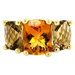 David Yurman Bague câble en or 18 carats, citrine et quartz fumé