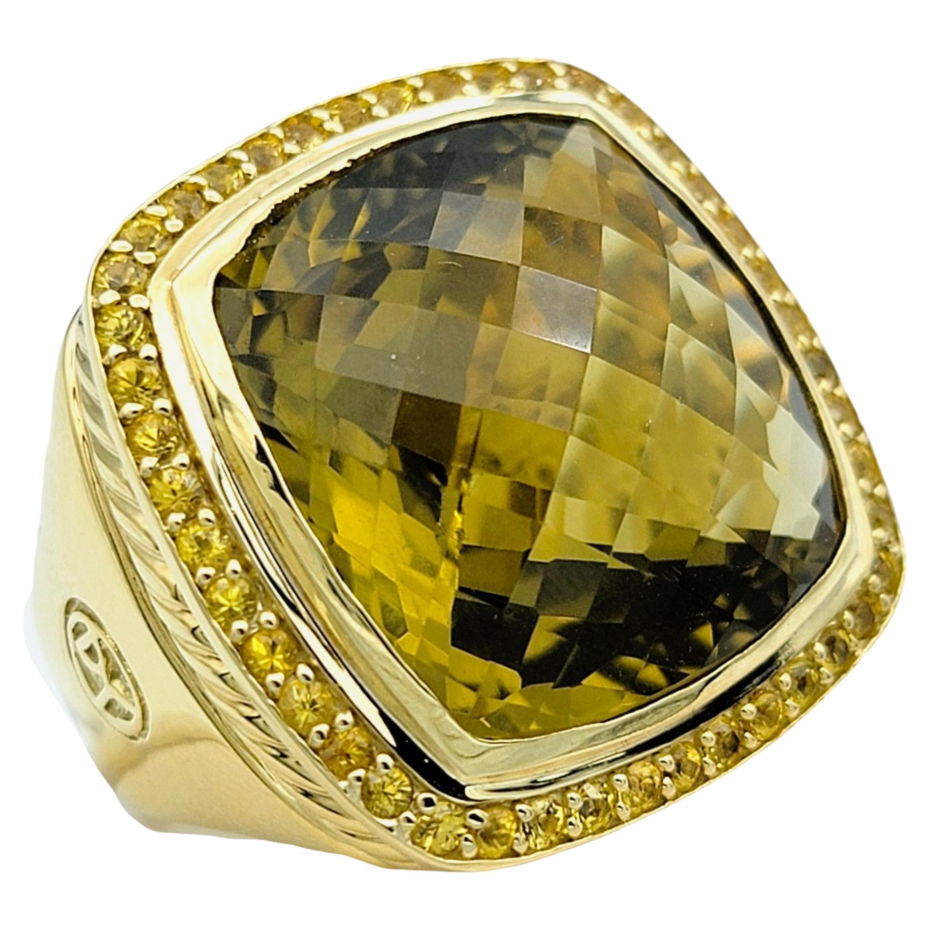 Contemporary David Yurman Citrine and Yellow Sapphire Albion Ring Set in 18 Karat Yellow Gold