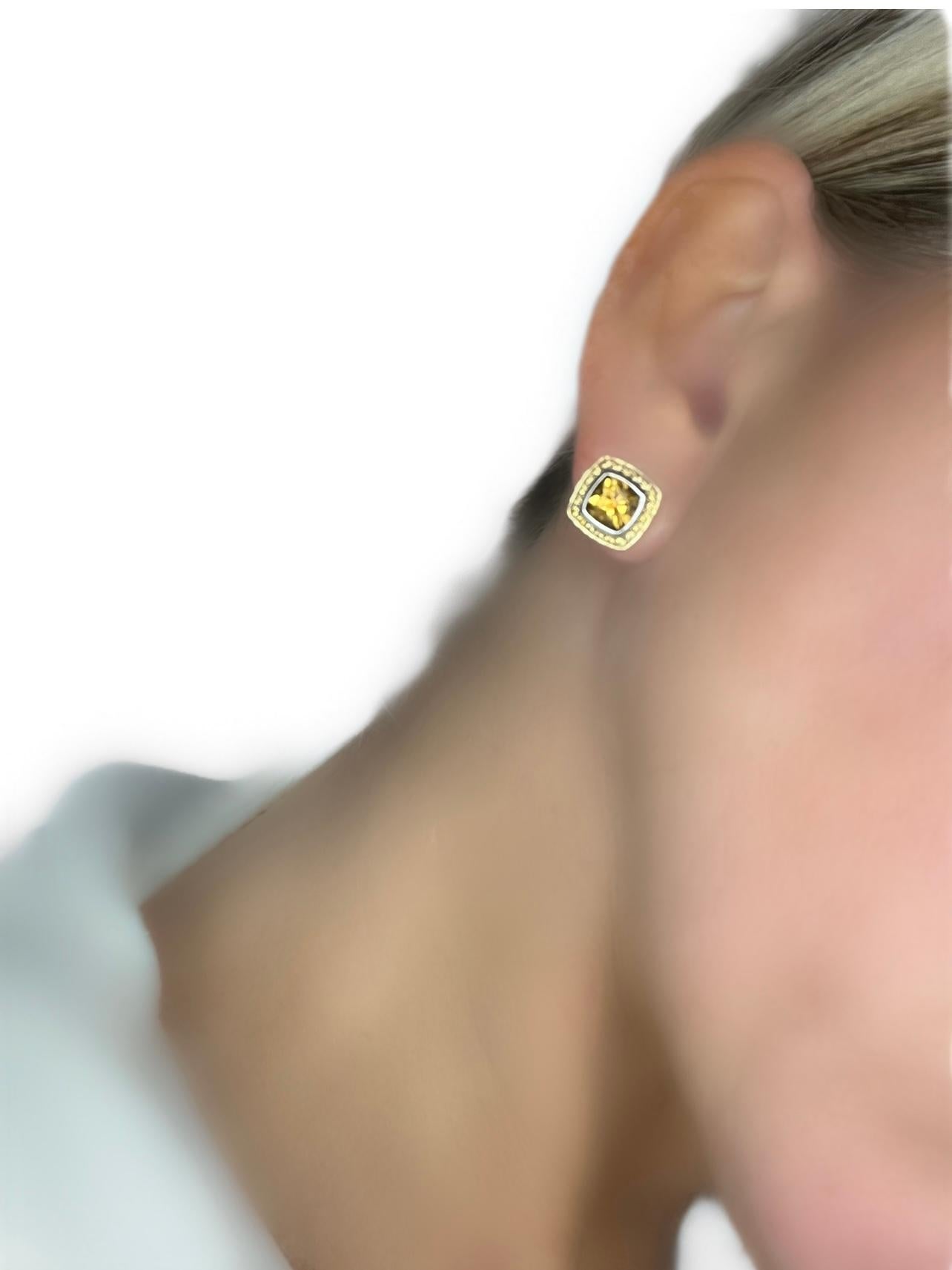 David Yurman: 18 Karat Albion-Ohrringe, Citrin und gelber Saphir in Silber (Zeitgenössisch)