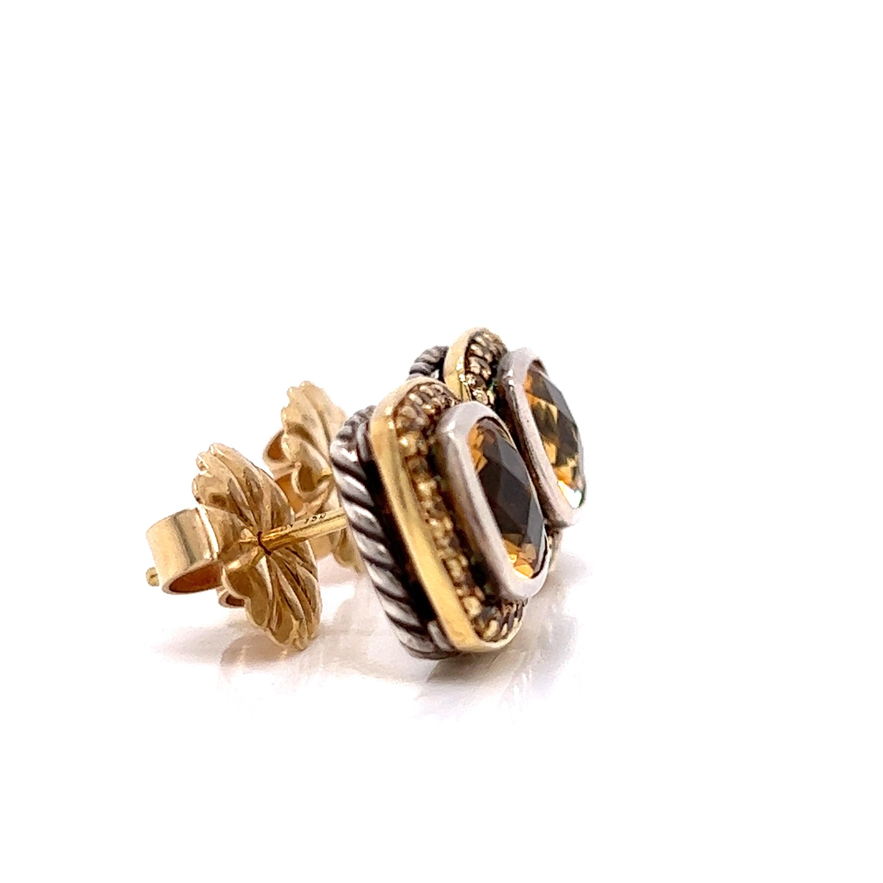 David Yurman: 18 Karat Albion-Ohrringe, Citrin und gelber Saphir in Silber Damen
