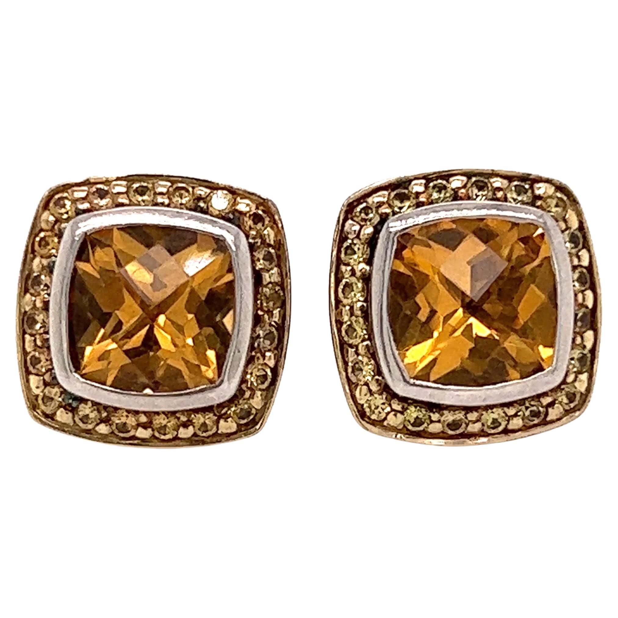 David Yurman Citrine and Yellow Sapphire in Silver and 18Kt Albion Earrings