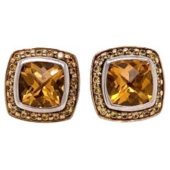 David Yurman Citrine and Yellow Sapphire in Silver and 18Kt Albion Earrings