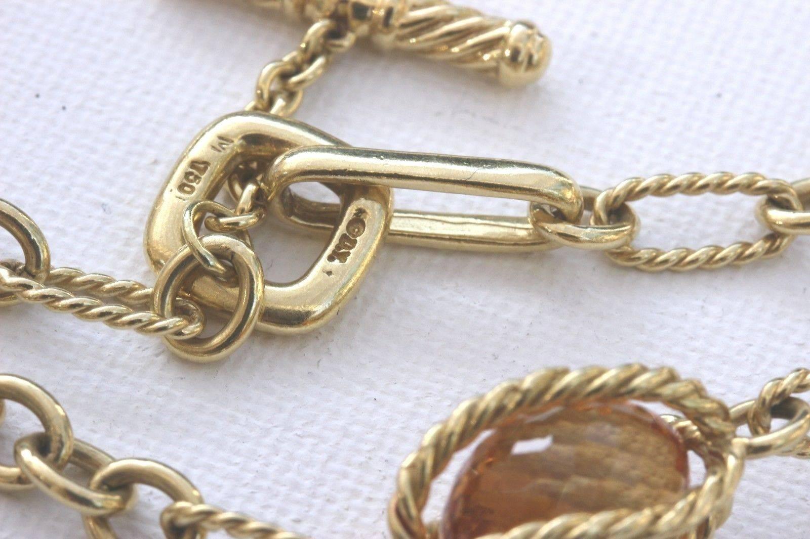 David Yurman Citrin Briolettes Toggle Halskette aus 18 Karat Gelbgold Damen im Angebot