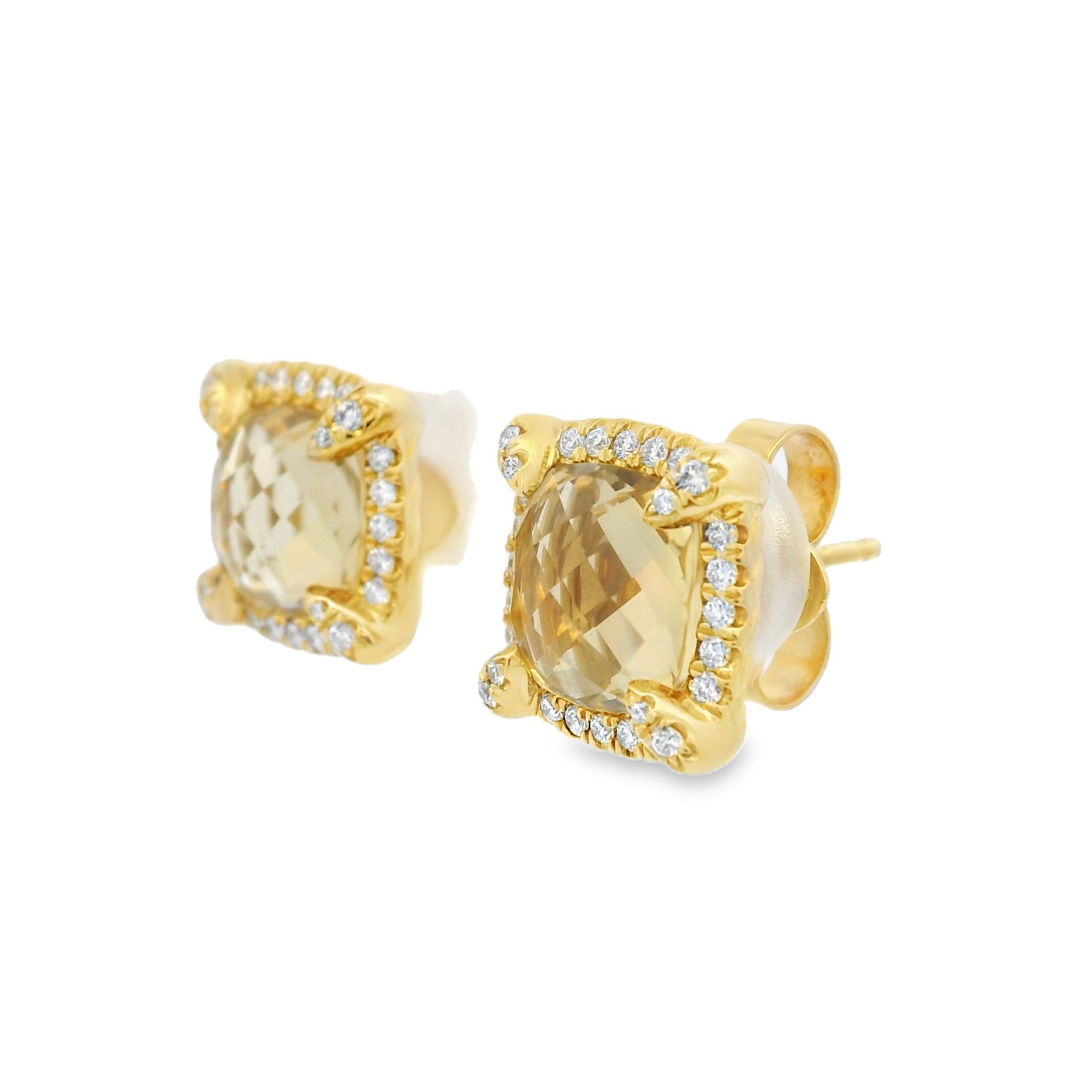 Modern David Yurman Citrine Chatelaine & Pave Diamond 18-Karat Earrings In Stock