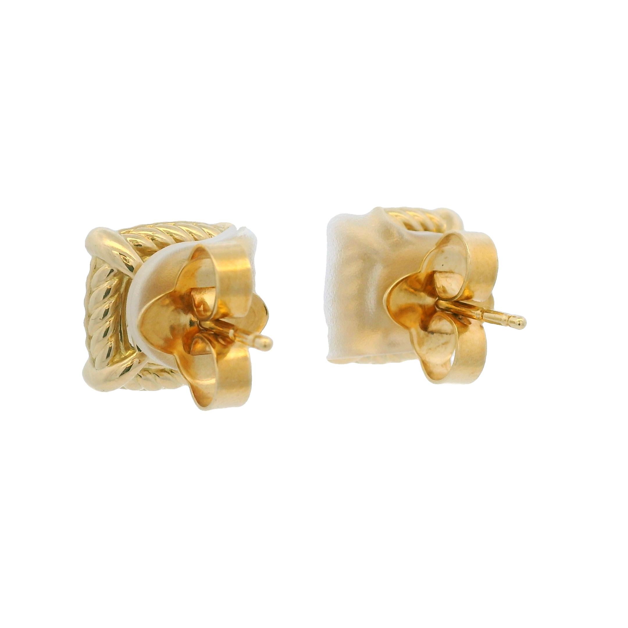 Round Cut David Yurman Citrine Chatelaine & Pave Diamond 18-Karat Earrings In Stock