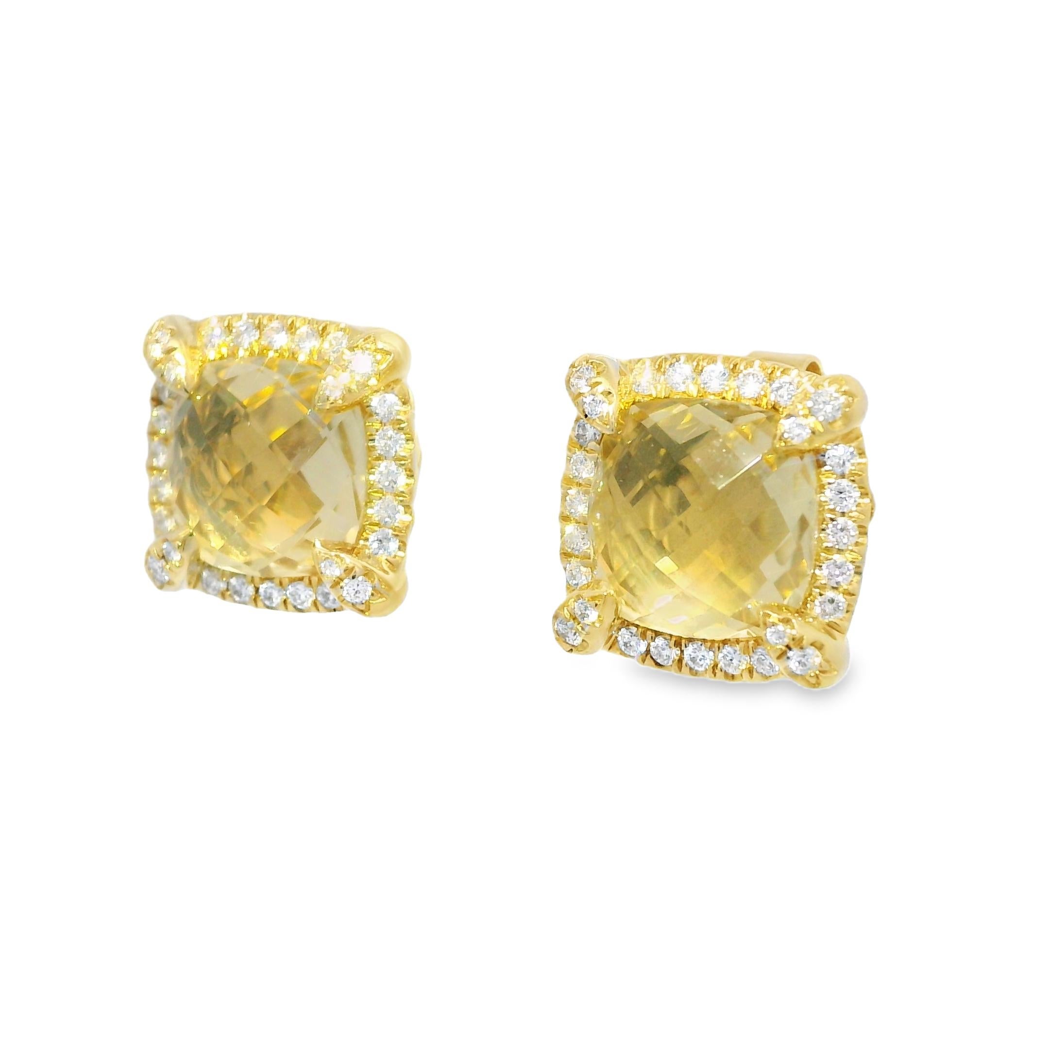 Women's David Yurman Citrine Chatelaine & Pave Diamond 18-Karat Earrings In Stock
