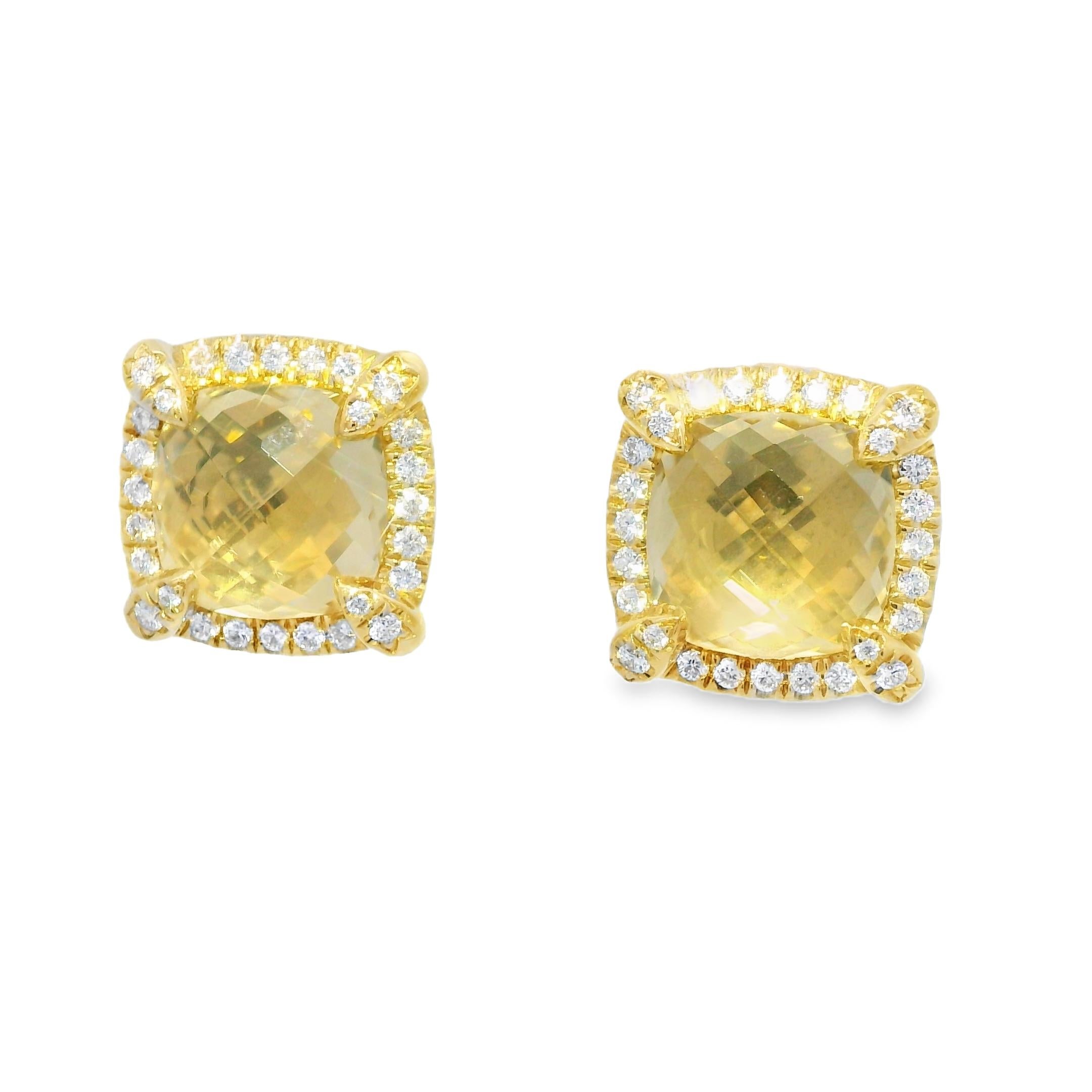 David Yurman Citrine Chatelaine & Pave Diamond 18-Karat Earrings In Stock 2