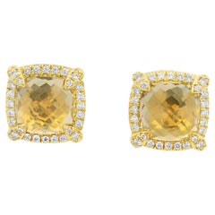 David Yurman Citrine Chatelaine & Pave Diamond 18-Karat Earrings In Stock