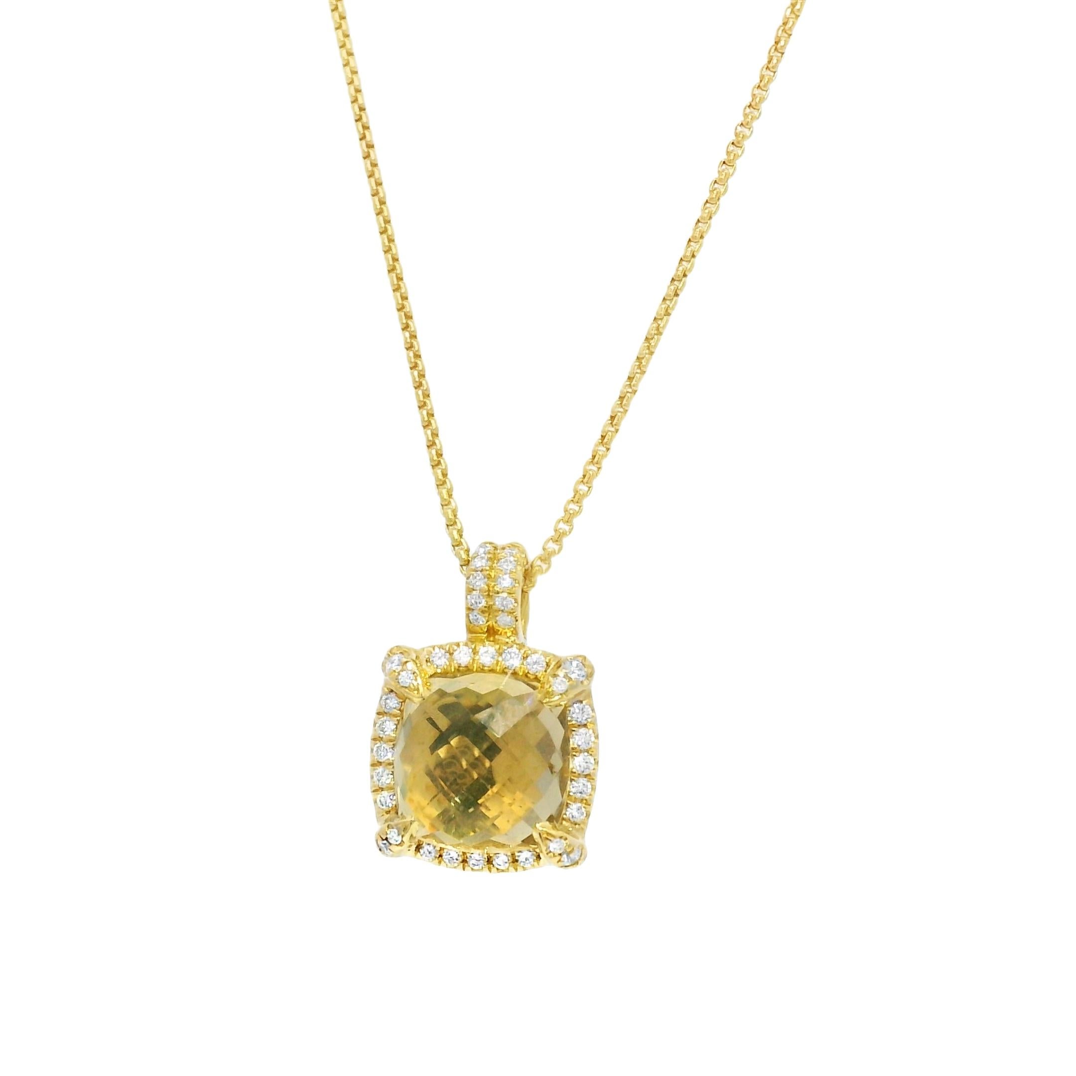 David Yurman Citrine Chatelaine & Pave Diamond 18-Karat Necklace In Stock In Excellent Condition In Boca Raton, FL