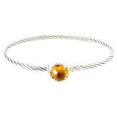 David Yurman Citrine Cuff Bracelet Size M 7.5" 3 mm Sterling Silver Estate