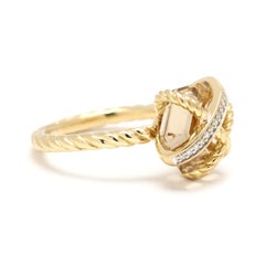 David Yurman Citrine & Diamond Cable Wrap Ring, 18k Yellow Gold, Ring Size 5.5