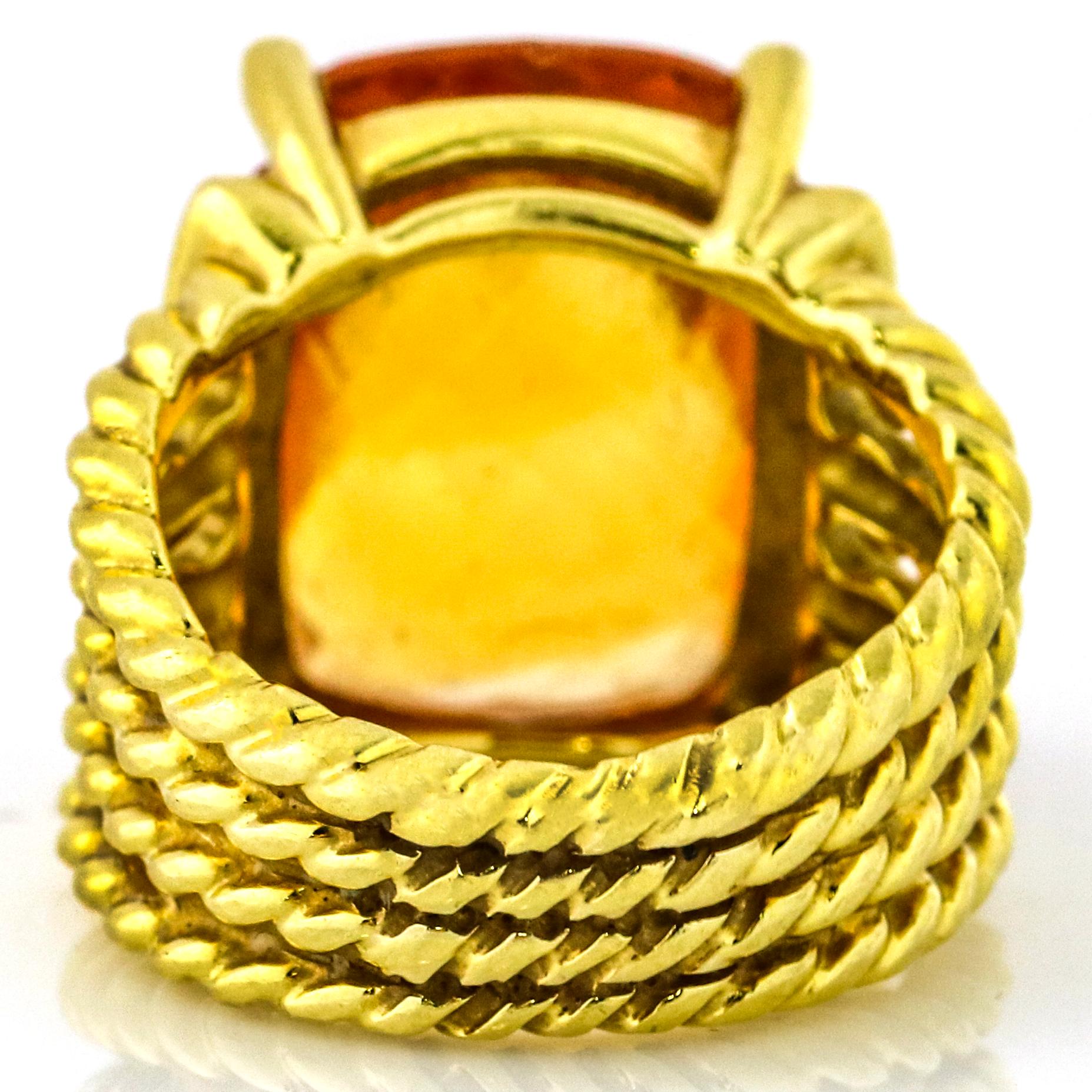 David Yurman Citrine Diamond Gold Wheaton Ring In Good Condition For Sale In Fort Lauderdale, FL