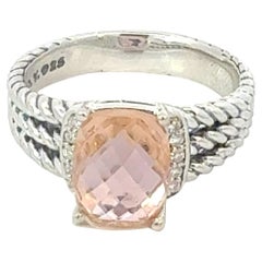 David Yurman Citrine Diamond Ring Size 8.5 Sterling Silver Estate