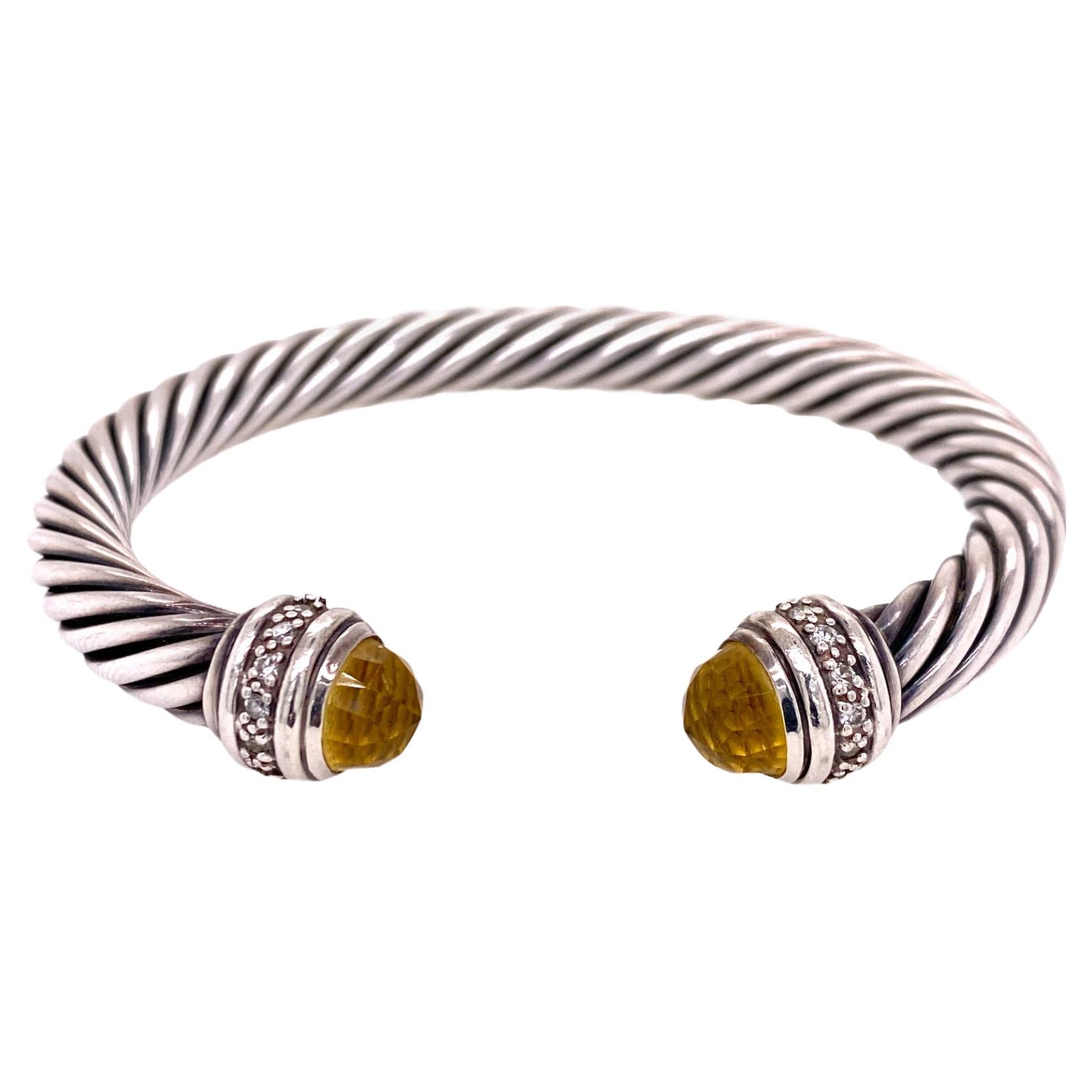 David Yurman Mosaic Gemstone Diamond Gold Cuff Bracelet at 1stDibs ...