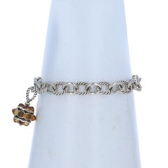 David Yurman Citrine Fancy Cable Chain Charm Bracelet 7" - 925 & Yellow Gold 18k