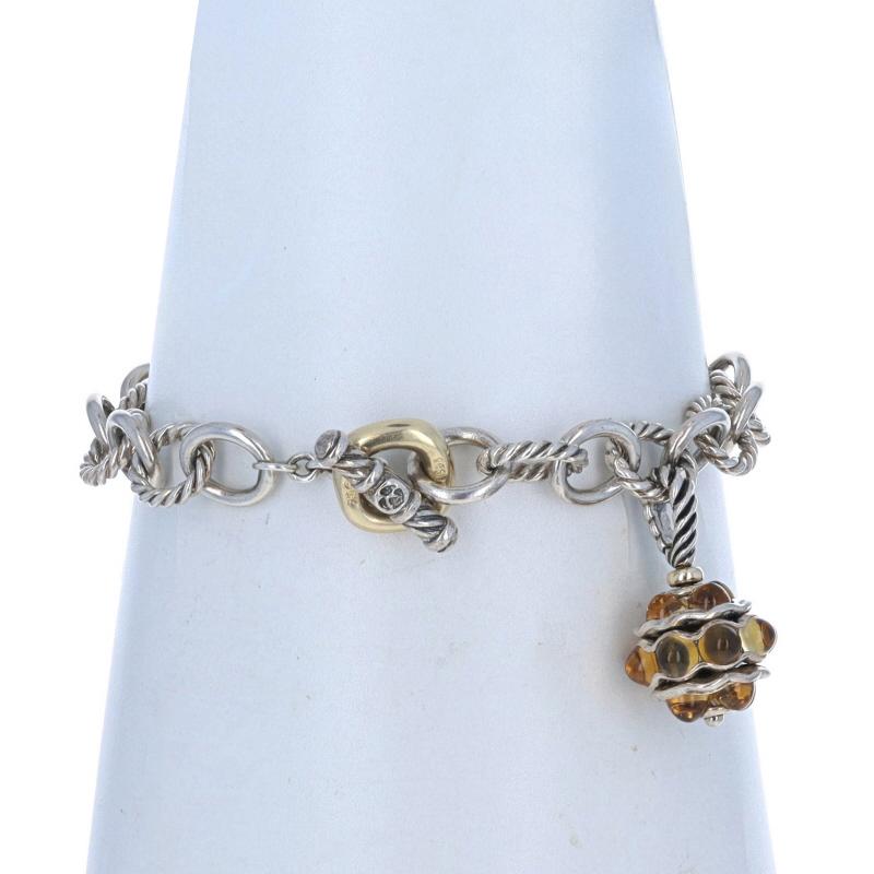 David Yurman Citrine Fancy Cable Chain Charm Bracelet 7