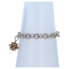 David Yurman Citrine Fancy Cable Chain Charm Bracelet 7" - 925 & Yellow Gold 18k