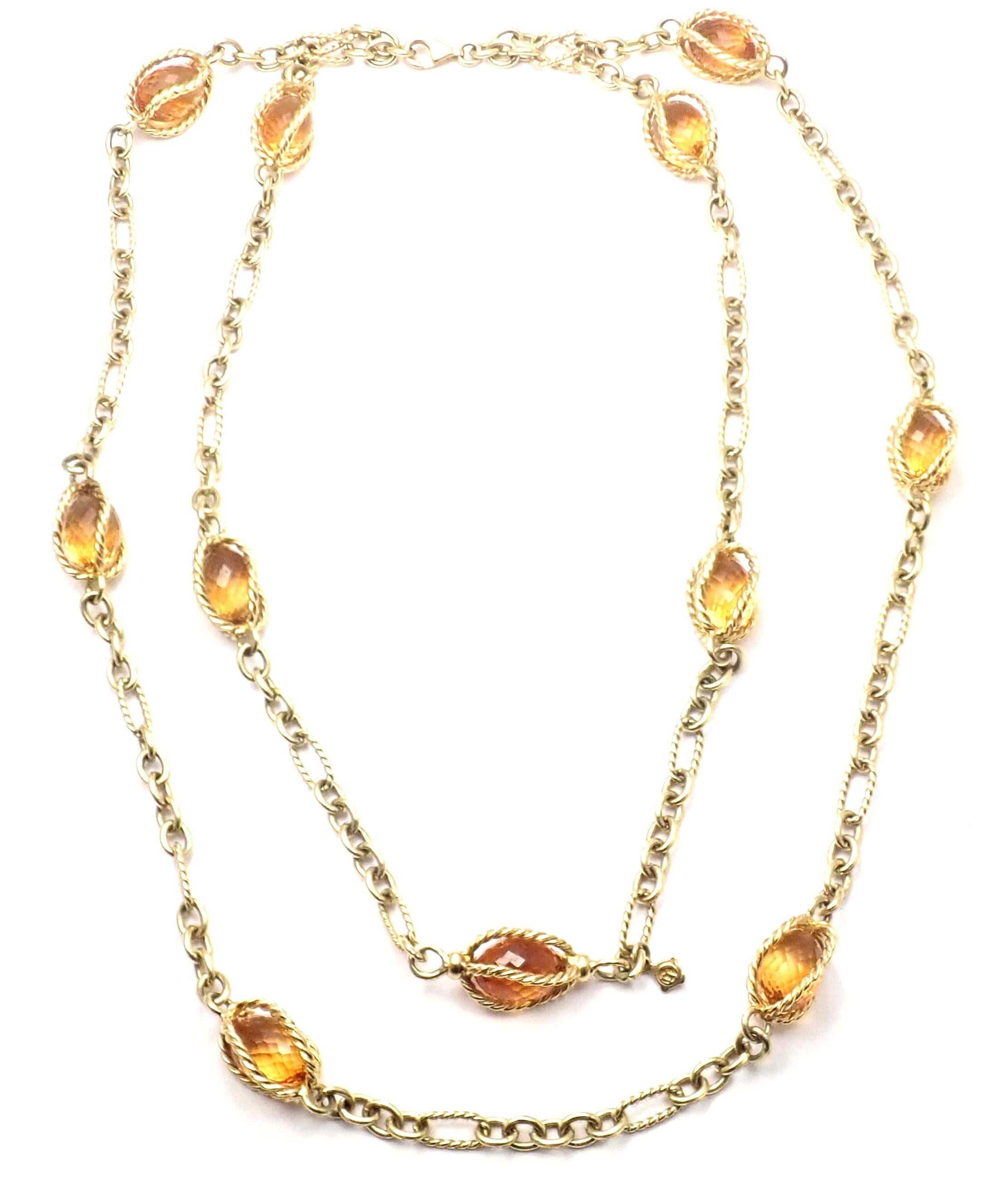 Women's or Men's David Yurman Citrine Figaro Link Yellow Gold Chain Necklace For Sale
