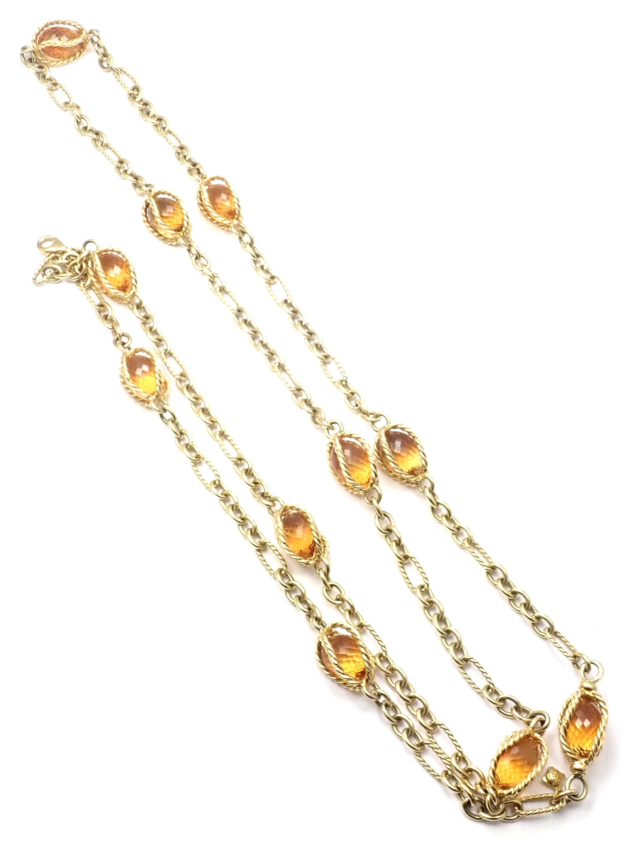 David Yurman Citrine Figaro Link Yellow Gold Chain Necklace For Sale 1