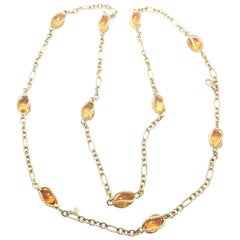 Used David Yurman Citrine Figaro Link Yellow Gold Chain Necklace