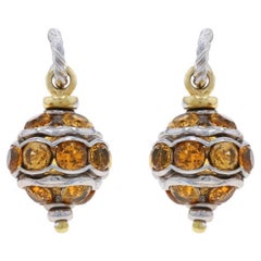 David Yurman Orecchini a goccia a forma di abbraccio di citrino 925 e oro 18k