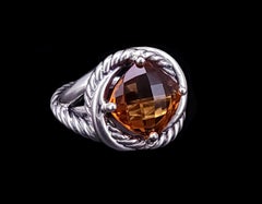 David Yurman Citrine Infinity Ring Size 6.75 Sterling Silver