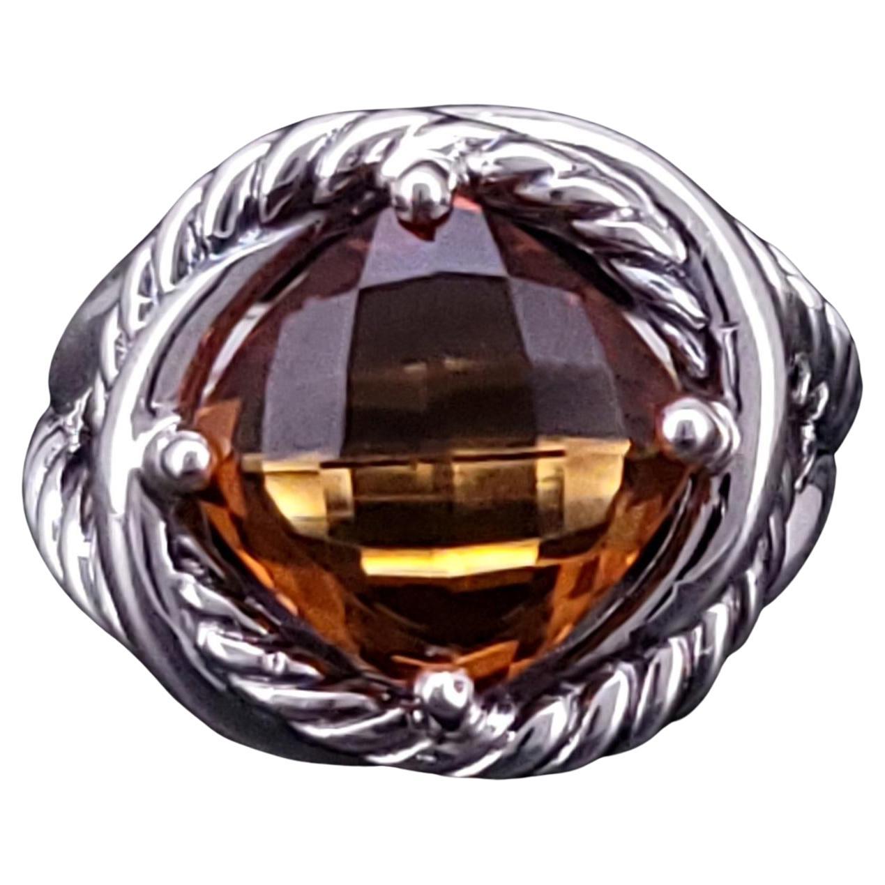 David Yurman Citrine Infinity Ring Size 6.75 Sterling Silver