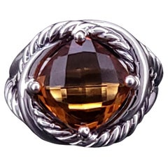 David Yurman Citrin Unendlichkeitsring Größe 6,75 Sterlingsilber