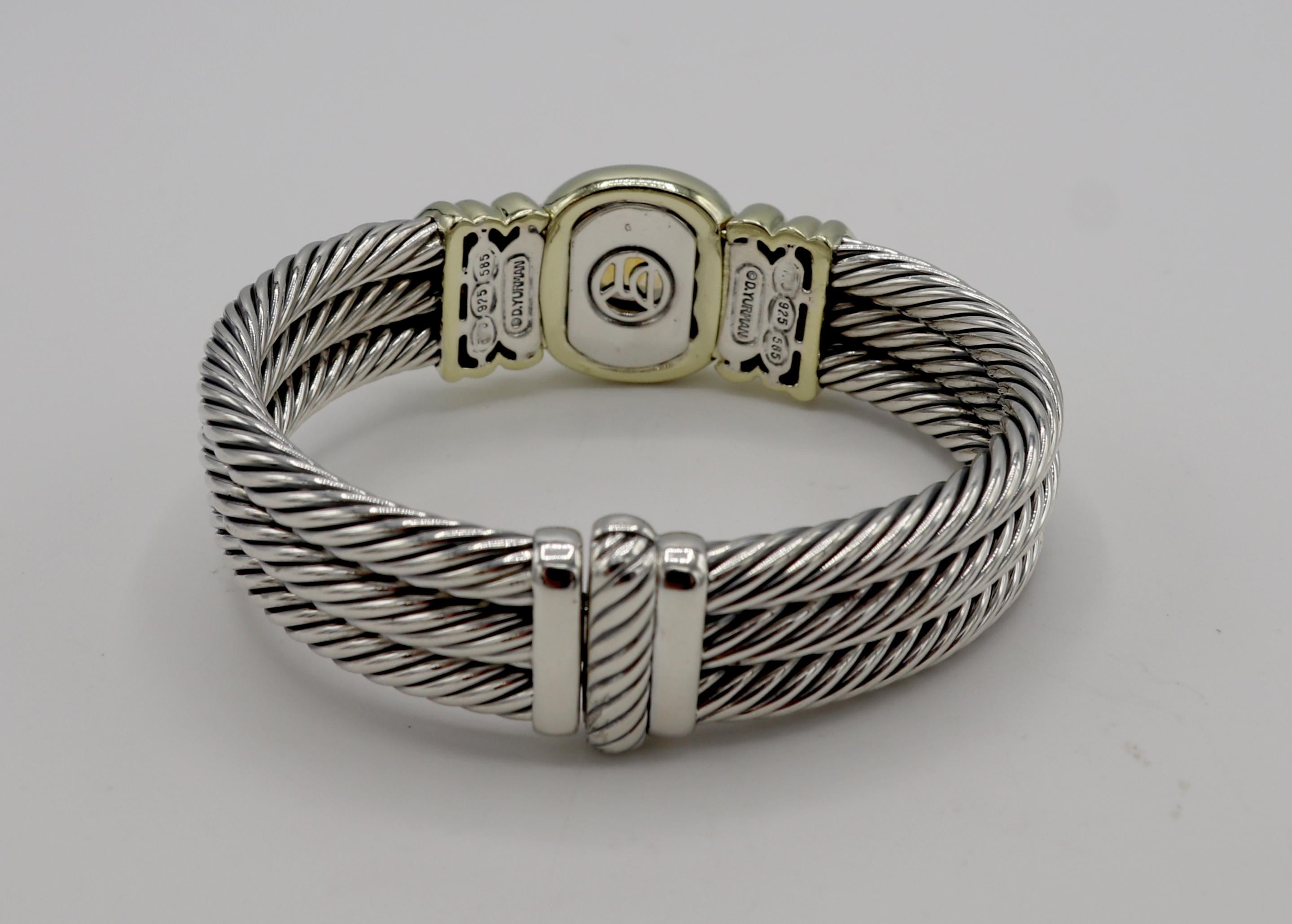 David Yurman Dreifach-Kabel-Armreif aus Citrin & Iolith Sterlingsilber im Zustand „Hervorragend“ in  Baltimore, MD