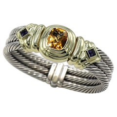 David Yurman Dreifach-Kabel-Armreif aus Citrin & Iolith Sterlingsilber 