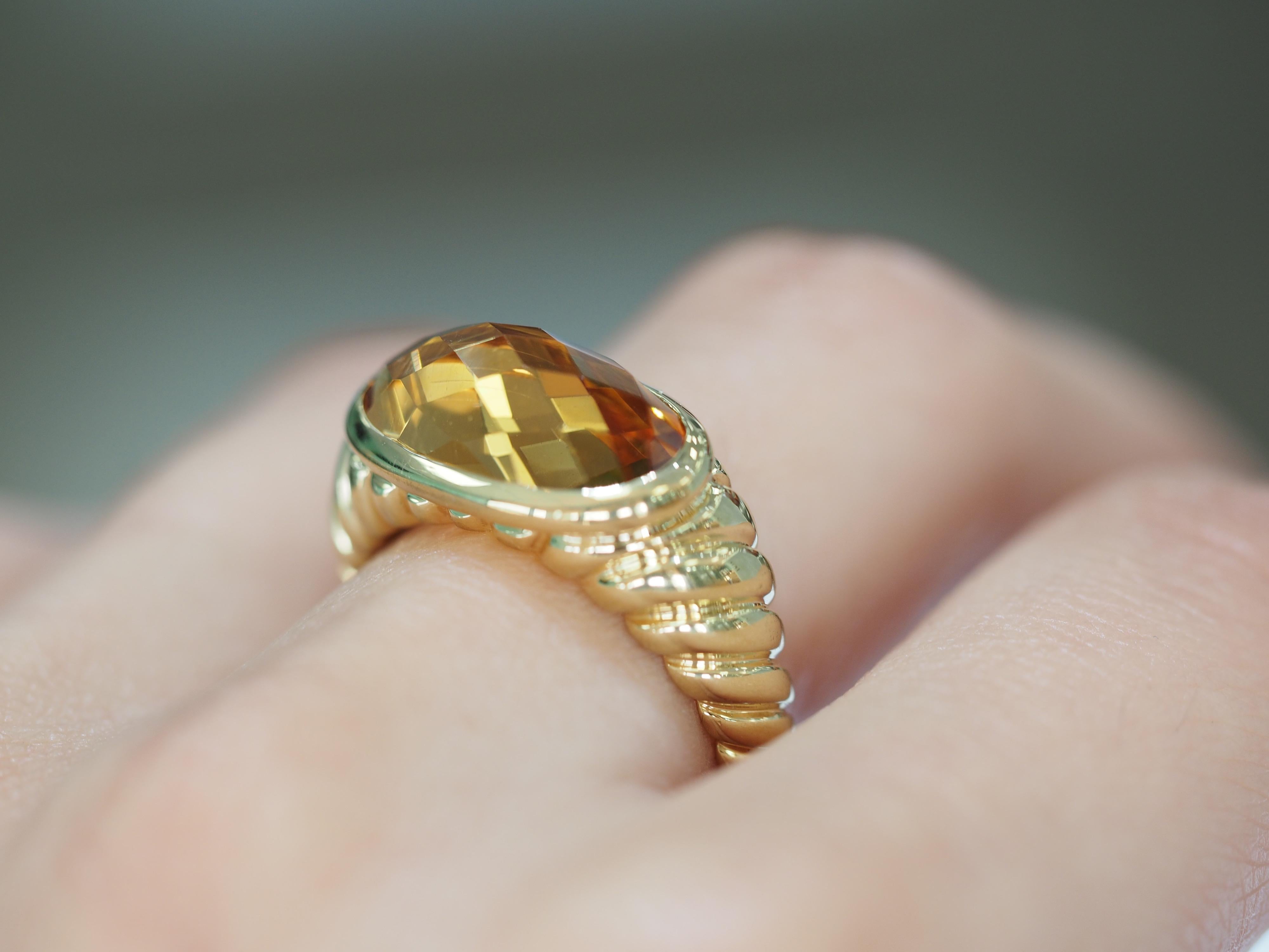 David Yurman Citrine Noblesse 18 Karat Yellow Gold Ring 4
