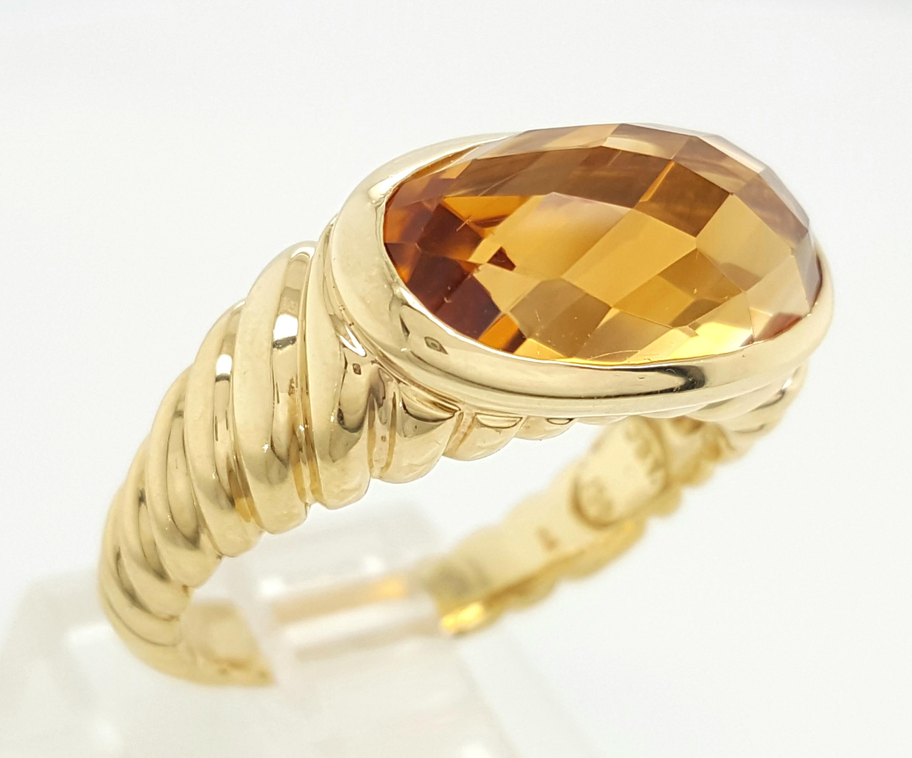 David Yurman Citrine Noblesse 18 Karat Yellow Gold Ring 6