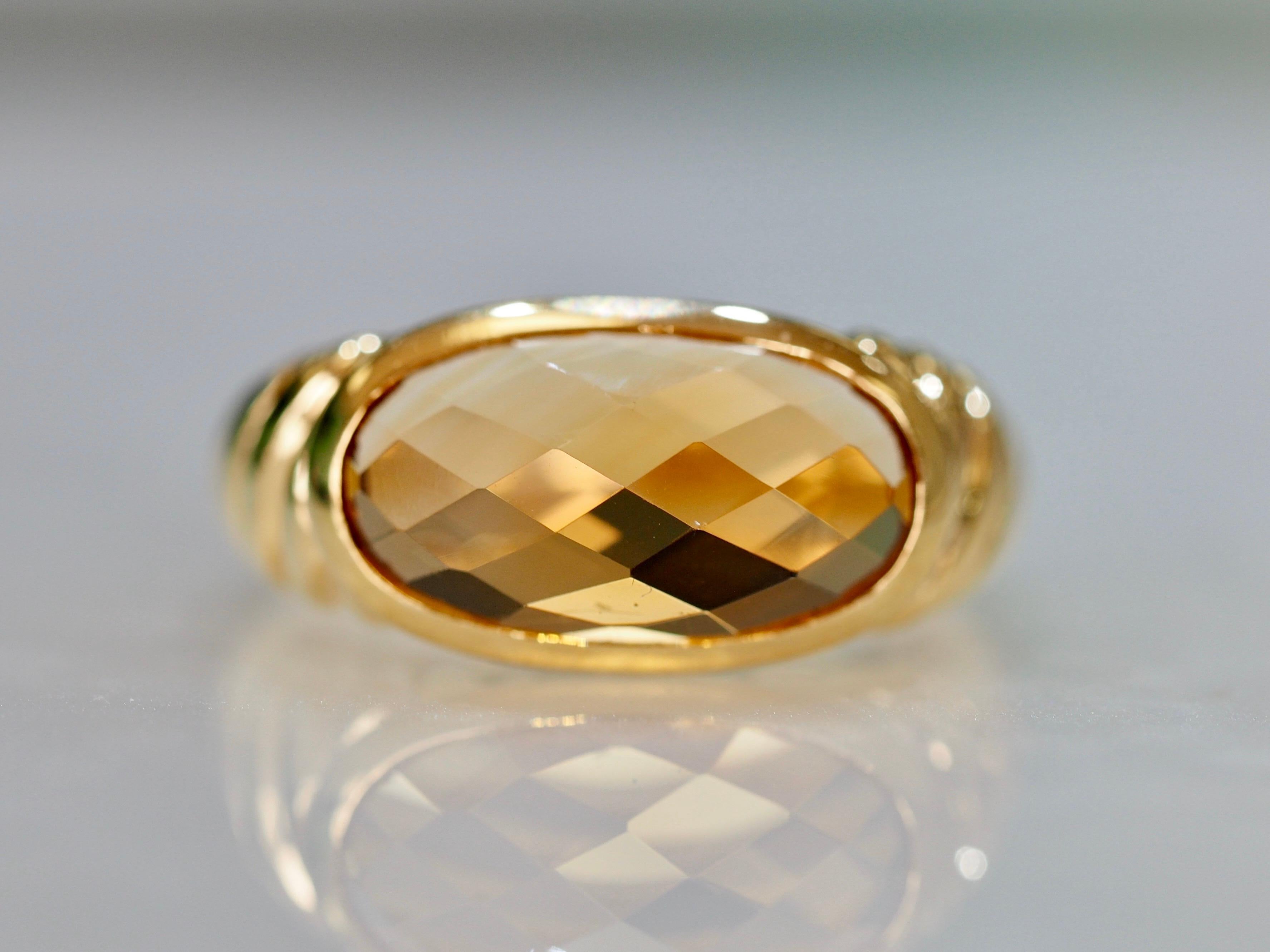 Modern David Yurman Citrine Noblesse 18 Karat Yellow Gold Ring